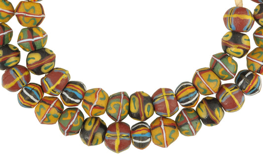 Vibrant African Powder Glass Beads, Imitating Venetian King Beads - alternate view