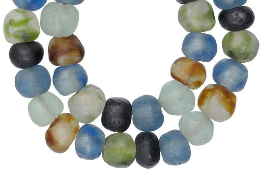 Translucent Krobo Glass Beads Strand 19-22Mm African Trade Beads - alternate view