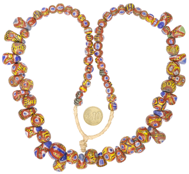 Vibrant Kiffa Glass Beads - Handmade African Trade Beads - close-up