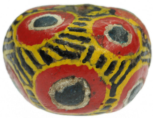 Large Old Polychrome Kiffa African Glass Trade Bead 14X10Mm - alternate view