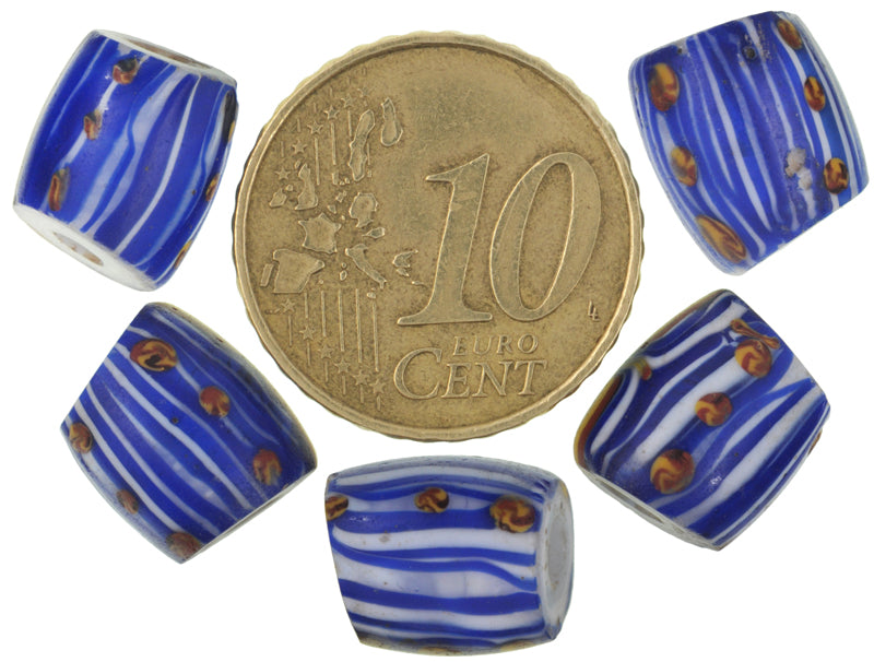 Rare Antique Venetian Lampwork Glass Trade Beads, Fancy Oval, African Trade - close-up