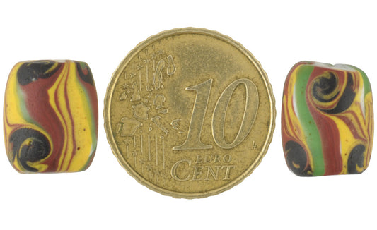 Rare Antique Oval "Fancy" Venetian Wound Glass Trade Beads, 13X10Mm - alternate view