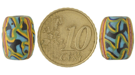 Rare Antique Fancy Venetian Lampwork Beads With Trail Decoration, 14X11Mm - alternate view