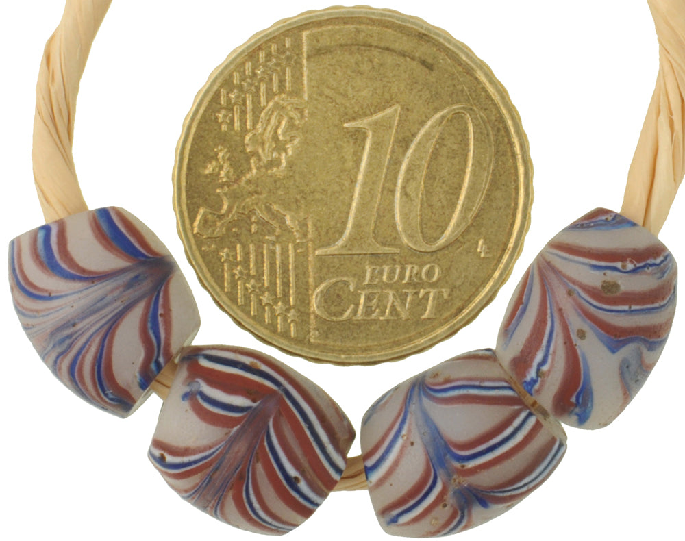 Antique Oval Feather Fancy Venetian Wound Glass African Trade Beads - alternate view