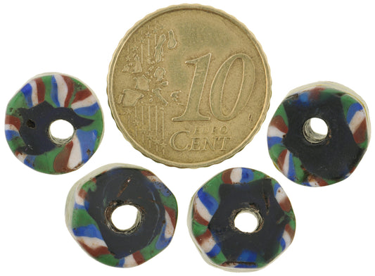 Antique Banded Millefiori Venetian Mosaic Glass African Trade Beads, 12Mm - alternate view