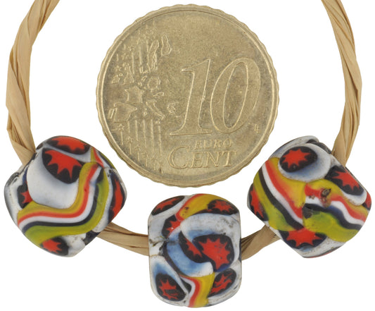 Rare Antique Banded Venetian Millefiori Mosaic Trade Beads 12Mm - alternate view