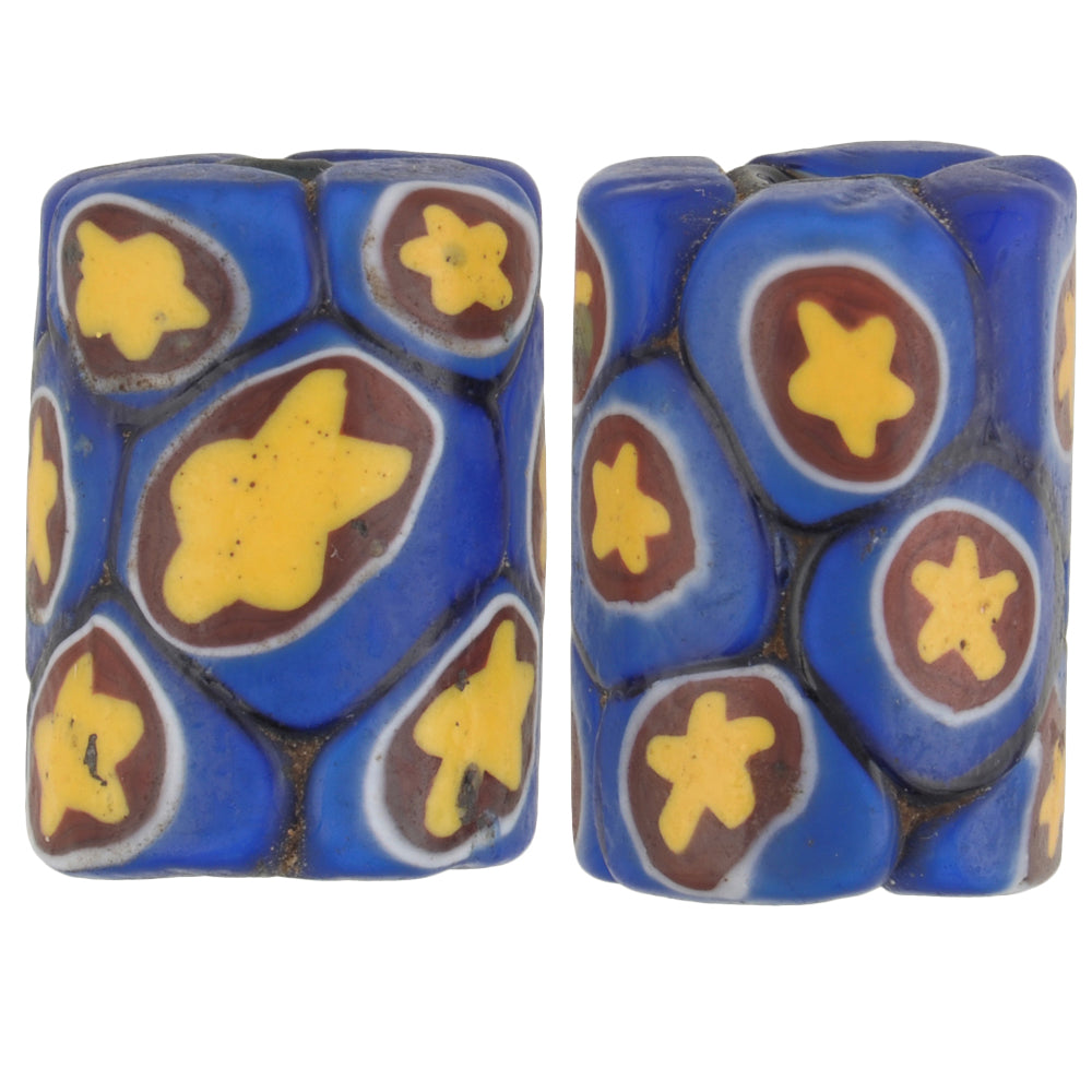 Antique Venetian Millefiori Mosaic Trade Beads Pair - African Trade