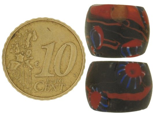 Rare Large Antique Venetian Millefiori Mosaic Glass Trade Beads, 15X12Mm - alternate view