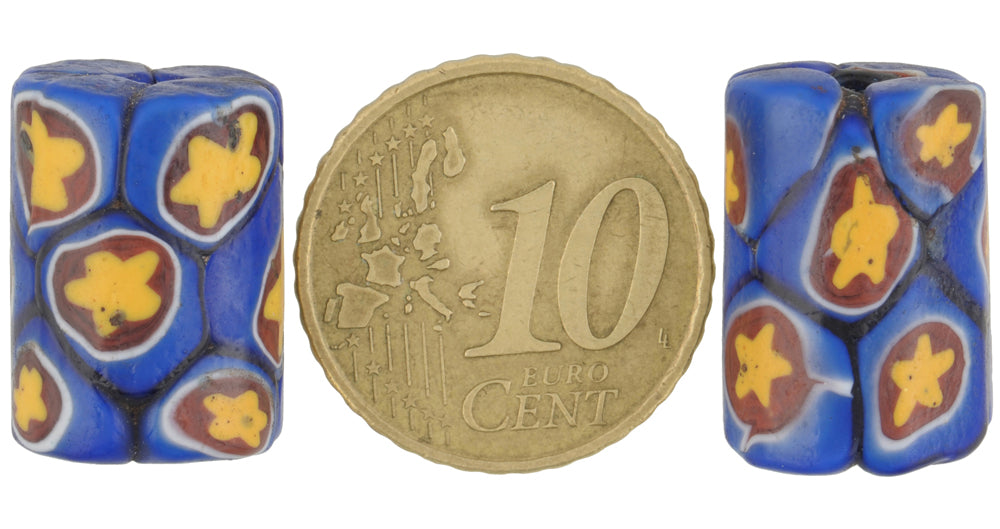 Antique Venetian Millefiori Mosaic Trade Beads Pair - African Trade - alternate view