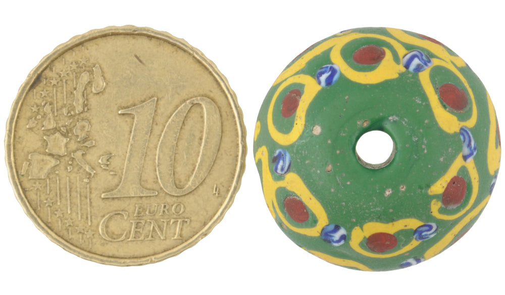 Rare Green Bicone King Venetian Lampwork Trade Bead, 19X15Mm - product focus