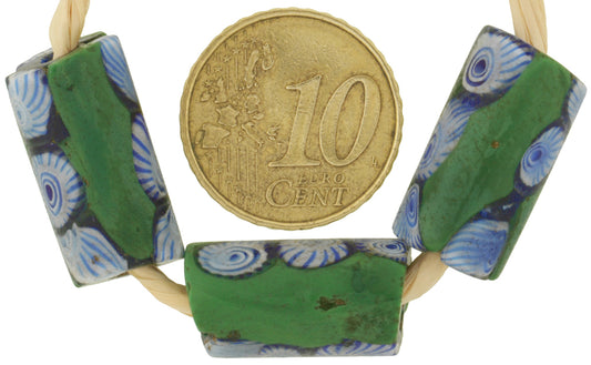 Antique Venetian Millefiori Mosaic Trade Beads - Rare 19-20Mm Pair - alternate view