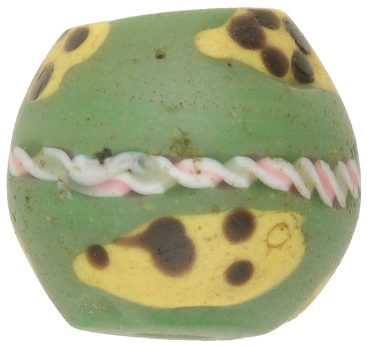 Rare Old Green "Fancy" Venetian Lampwork African Trade Bead - alternate view