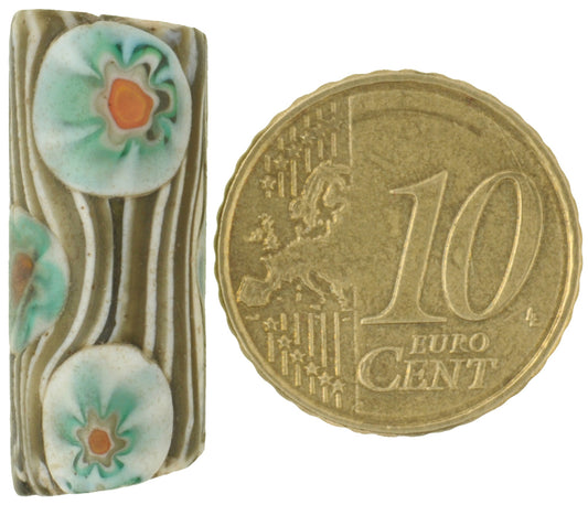 Antique Venetian Millefiori Mosaic Glass Trade Bead, Rare 25X11Mm - alternate view