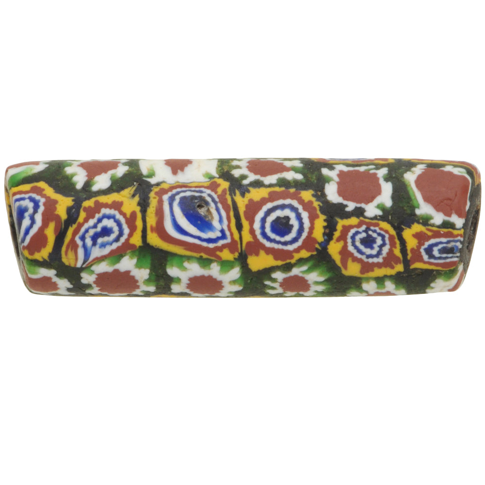 Antique Large Millefiori Venetian Mosaic Glass Trade Bead, 38X11Mm