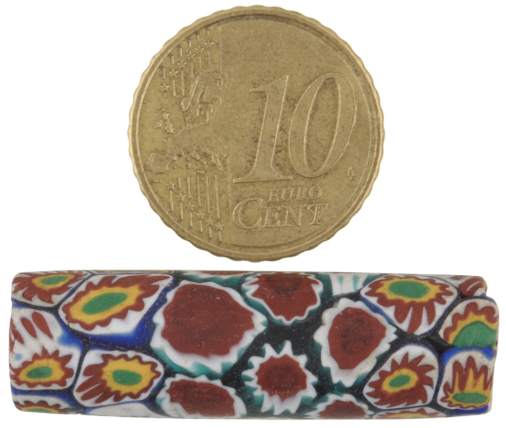 Rare Large Antique Venetian Millefiori Mosaic Glass Trade Bead - angled shot