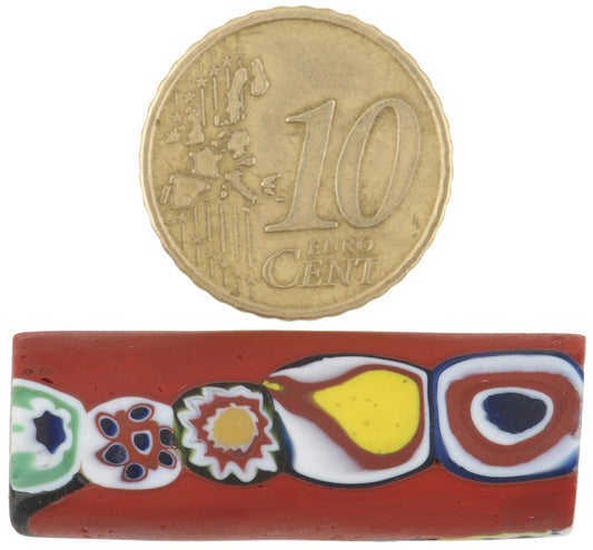 Rare Antique Large Red Millefiori Venetian Mosaic Glass Trade Bead - 35Mm - alternate view