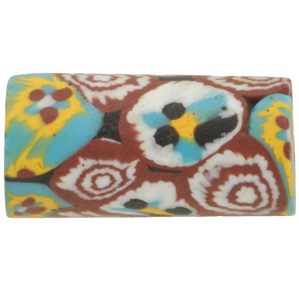 Antique Rare Venetian Millefiori Mosaic Glass Trade Bead, 20X10Mm