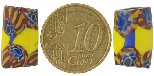 Rare Antique Millefiori Venetian Mosaic Glass Trade Beads - 16-17Mm - alternate view