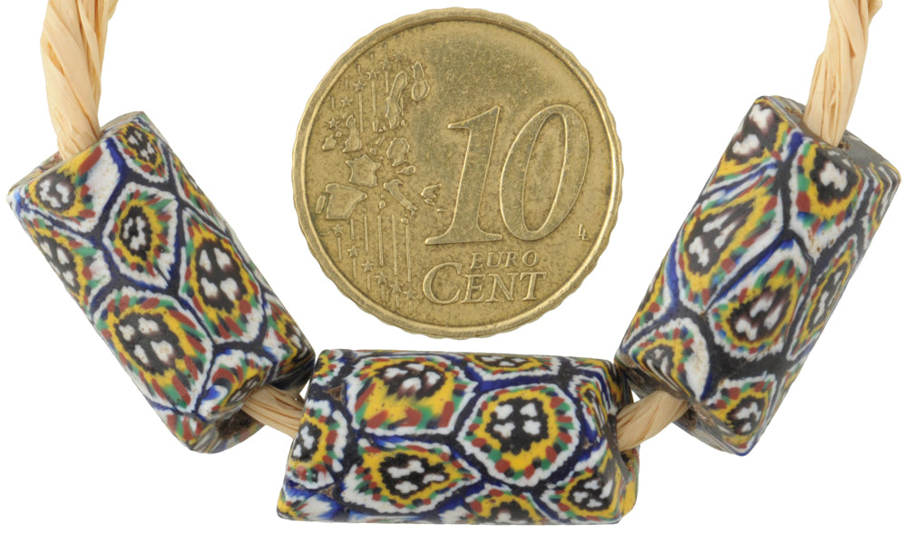 Rare Antique Venetian Millefiori Mosaic Glass African Trade Beads, 19-21Mm - alternate view