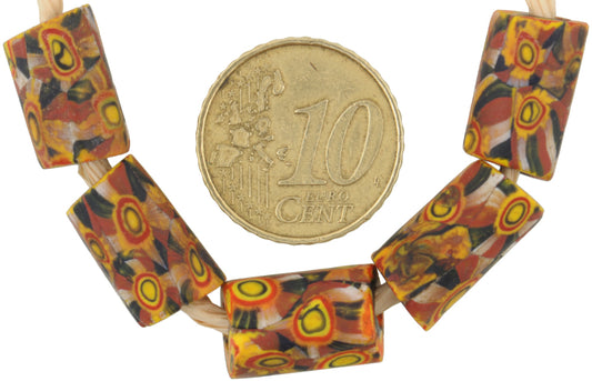 Rare Antique Venetian Millefiori Mosaic Glass Trade Beads - 5 Matching Beads - alternate view