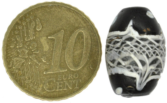 Beautiful Old Black "Fancy" Antique Venetian Lampwork Glass Trade Bead - alternate view