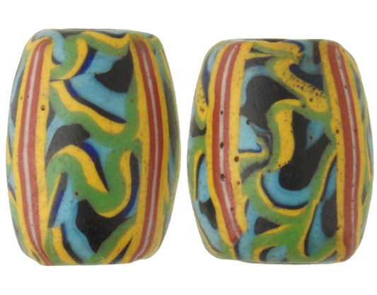 Rare Antique Venetian Lampwork Trade Beads - Fancy Wound Glass Beads - alternate view