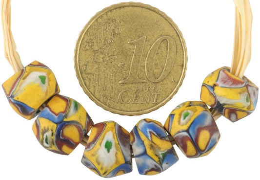 Antique Venetian Millefiori Mosaic Beads, African Trade, 9-10Mm, Set Of 6 - alternate view
