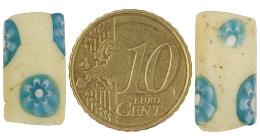 Rare Antique Millefiori Venetian Mosaic Glass Trade Beads, African Pair - alternate view