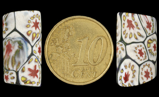 Rare Old Venetian Millefiori Mosaic Glass Trade Beads, 20-21 Mm Pair - alternate view