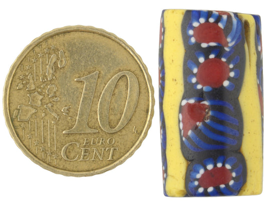 Rare Large Antique Millefiori Venetian Mosaic African Trade Bead, 23X13Mm - alternate view