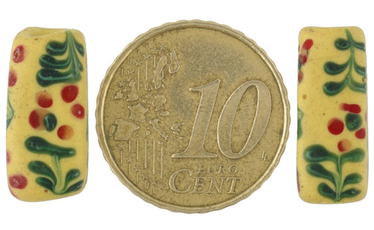 Rare Antique Rectangular Floral Fancy Venetian Wound Glass Trade Beads - alternate view