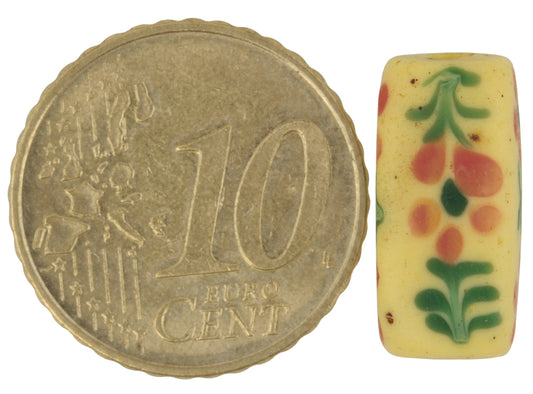Rare Antique Rectangular Floral Fancy Venetian Glass Trade Bead, 16X7Mm - alternate view