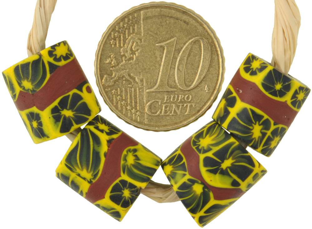 Rare Antique Banded Millefiori Mosaic Glass Trade Beads, 12Mm - alternate view