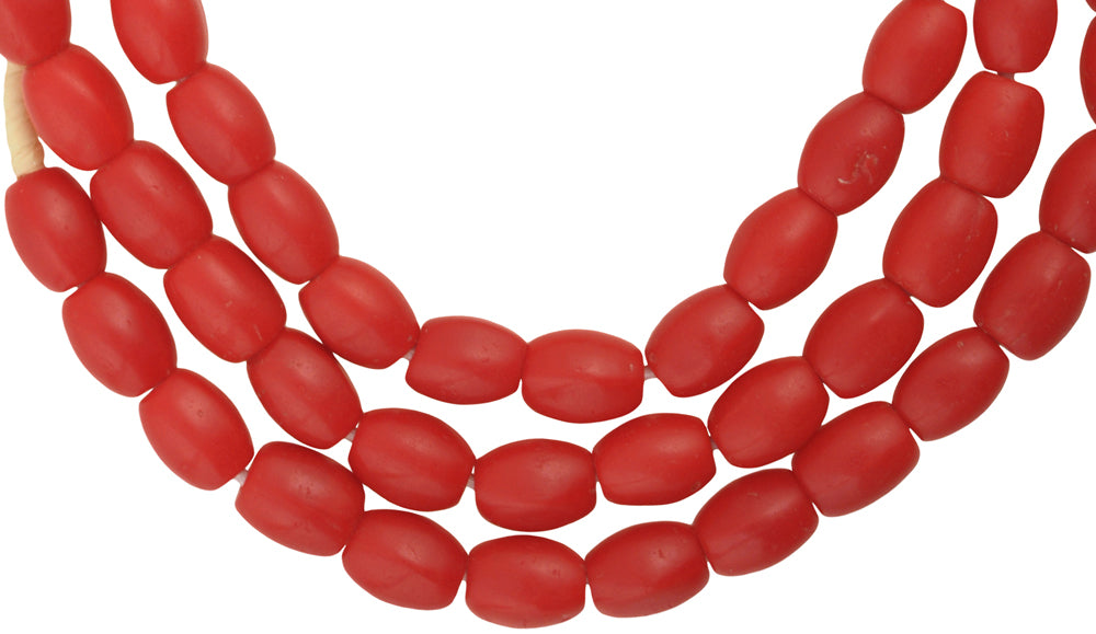 Vintage Red Oval Bohemian Czech Glass Trade Beads, 7Mm - alternate view