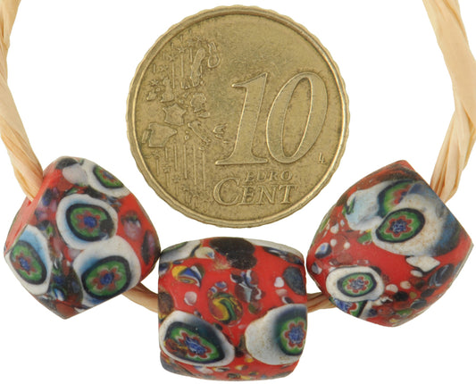 Rare Antique Oval Venetian Millefiori Mosaic African Trade Beads, 12Mm - alternate view