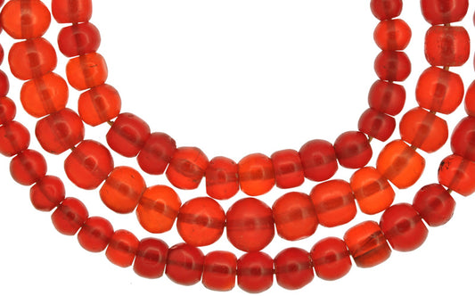 Vintage African Trade Beads: Round Translucent Red Bohemian Glass - alternate view