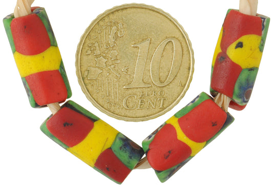 Antique Banded Millefiori Venetian Glass Trade Beads, 16X7Mm - alternate view