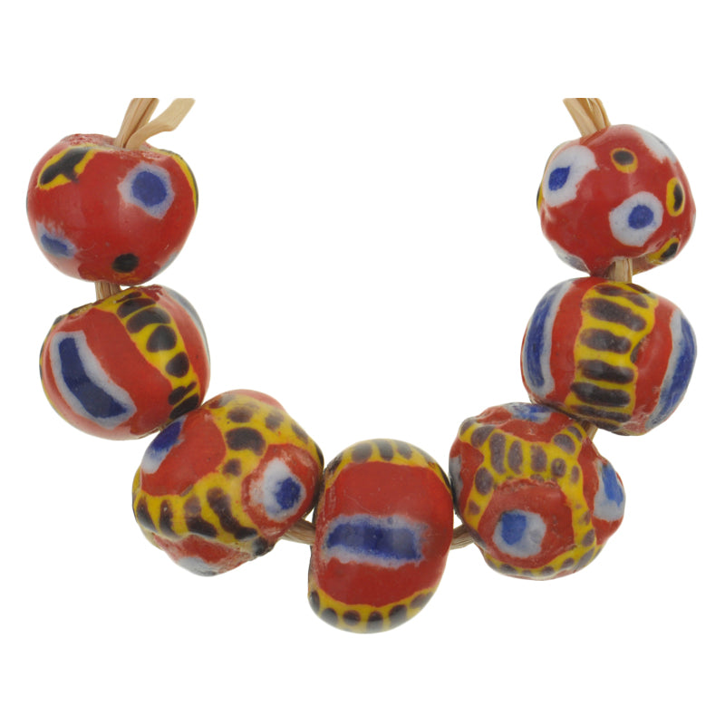 Round Polychrome Kiffa Beads - Handmade Mauritanian Glass Beads - product focus