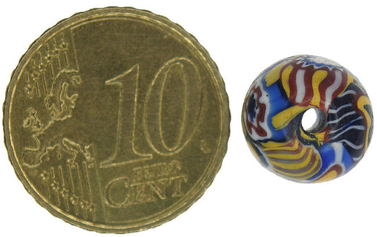 Antique Venetian Round Multimurrine Millefiori Bead With Murano Bird - 11X10Mm - alternate view