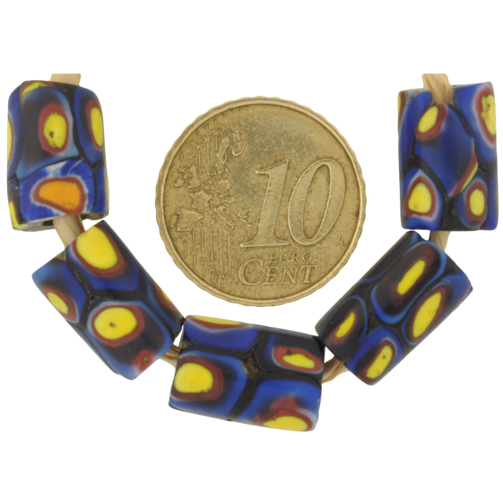 Antique Venetian Millefiori Mosaic Glass Trade Beads, African Trade Beads, 12-13 Mm