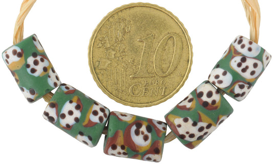 Antique Green Fancy Venetian Lampwork Glass Trade Beads 10-11Mm - alternate view