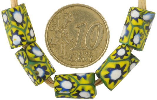 Antique Venetian Millefiori Mosaic Glass Trade Beads - 5 Matching Beads, Early 1900S - alternate view