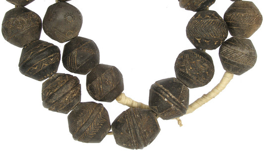 Large Clay Spindle Beads From Mali - African Spindle Whorls - alternate view