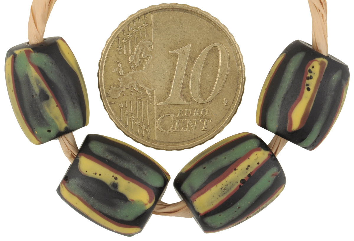 Antique Striped Black Venetian Lampwork Trade Beads - African Trade - alternate view