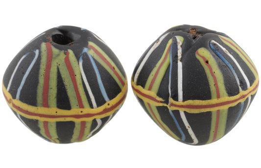 Rare Large Black Bicone "King" Antique Venetian Lampwork Glass Trade Beads - alternate view
