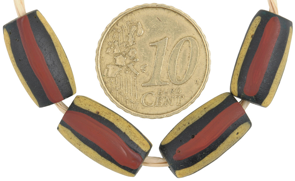 Rare Antique Striped Venetian Lampwork Glass Trade Beads, 15Mm - alternate view