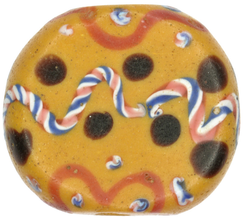 Rare Old Tabular "Fancy" Venetian Lampwork Trade Bead, 1900S - close-up