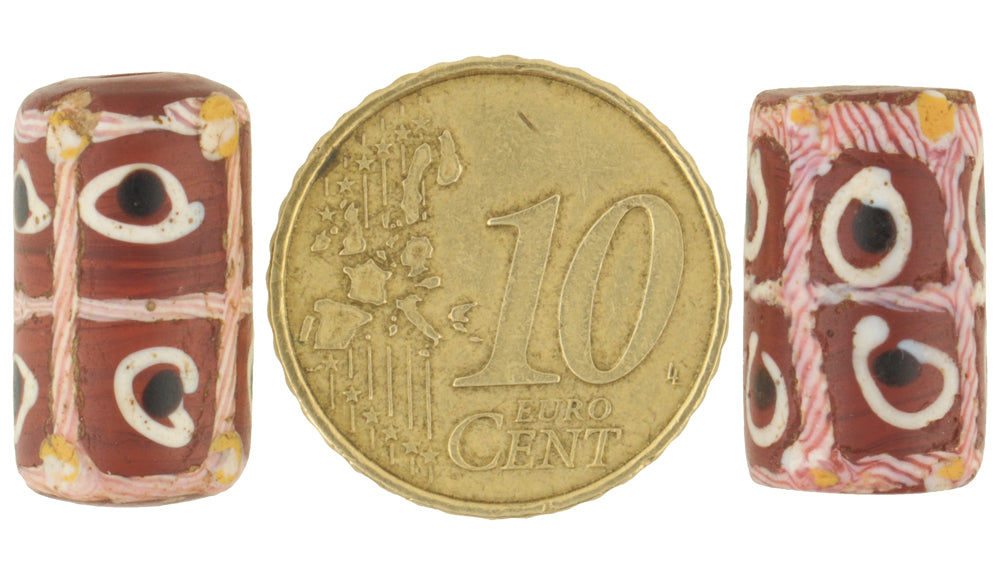 Antique Tic-Tac-Toe Venetian Lampwork Glass Beads, 17-18X10Mm - alternate view