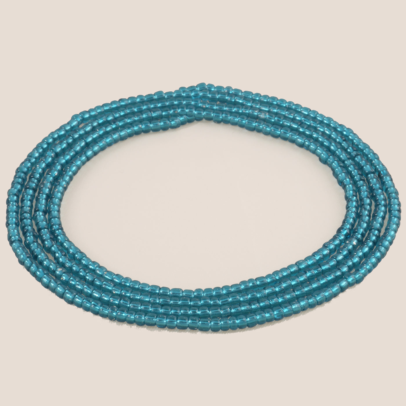 Teal Color African Waist Beads – 4mm Handmade Body Jewelry
