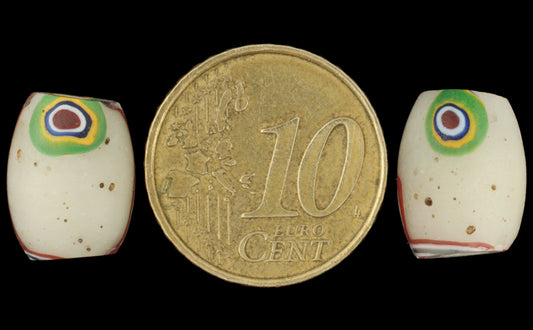 Rare Antique Oval Millefiori Mosaic Glass Trade Beads - African Trade - alternate view